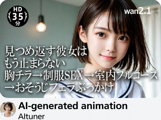 【完全無料】【35分HD】見つめ返す彼女はもう止まらない──胸チラ→制服SEX→室内フルコース→おそうじフェラぶっかけ｜d_702984