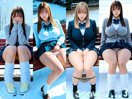 【完全無料】Snow J…3， 〜雪のベンチで魅せるパンチラショット集〜｜d_718494